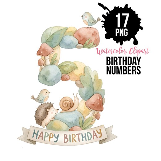 Birthday Number PNG Bundle – Cute Animal Clipart, Happy Birthday Numbers, Kids Party Decor, Baby Milestone, Nursery Printable, 17 Pngs - Etsy