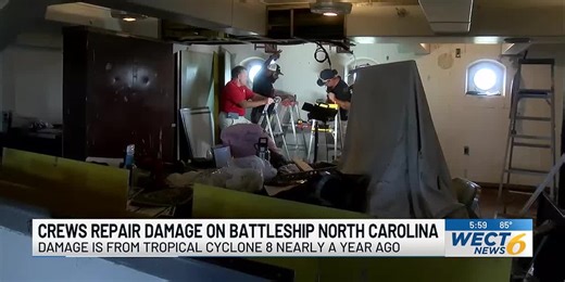 Battleship North Carolina crews repair damage from potential Tropical Cyclone 8