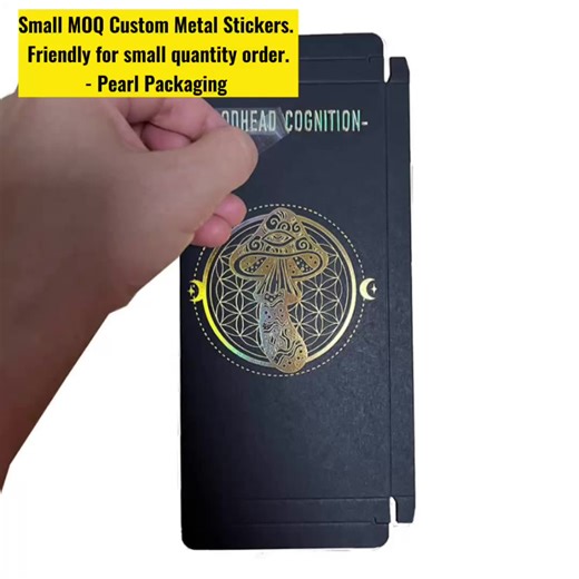 Matte Black Kraft Paper Packaging Boxes for Chocolate Bars with Custom 3D Gold Holographic Metal Nickel Decal Sticker