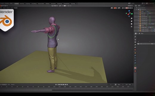 iBlender中文版插件 Simply Cloth Pro 教程 30 分钟做套衣服缝纫 服装 Blender插件