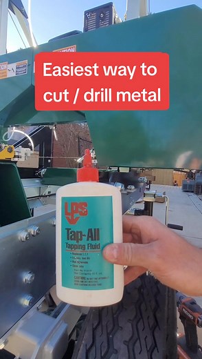 Easiest way to cut holes in metal, tapping fluid is a high performance lubricant designed for metal work. #tappingfluid #metalwork #metalhead #metalshop #drilling #diyproject #diyprojects #renotips #renolife #woodlandmill #welder #blacksmith #tools #tooltips #millright #millrights #tooladdict