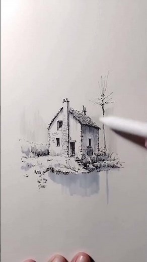 How to Draw a Detailed House Step by Step #howtodraw #art #shorts