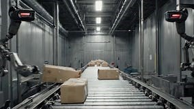 Robotic Arms Sorting Cardboard Boxes on a Conveyor Belt Stock Footage - Video of belt, futuristic: 410635956