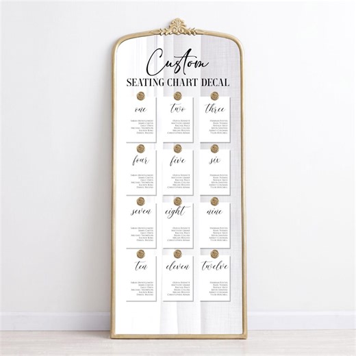 Custom Seating Chart Mirror Decal, Personalized Wedding Seating Chart Sign - Etsy