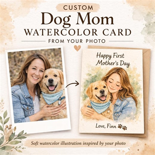 Custom First Mother’s Day Dog Mom Card From Photo, Personalized New Puppy Mom Keepsake - Etsy