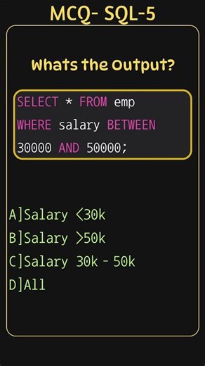 SQL MCQ 5 #database #coding#sql