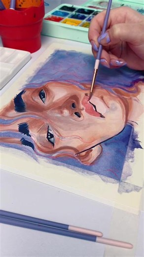 the full process video for this painting is on my youtube! i mixed watercolours, gouache and acrylics all in one painting ✨💕 #art #artist #artistsoftiktok #painting #watercolor #watercolorpainting #gouache #acrylicpainting