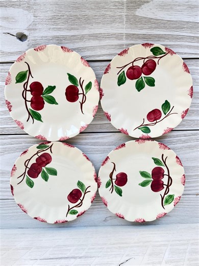 Vintage Pottery Hand Painted Floral 7" Plates, Set of 4 - Etsy
