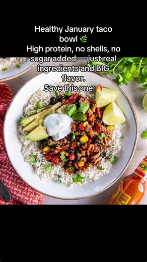 🌶️ Salsa Turkey Taco Bowl (No Shell) 🛒 Ingredients 1 lb lean ground turkey (93% lean works great) ¾ cup 2 Sisters Salsa Co. – Original #fyp #EasyHealthyMeals #LowCarbMeals #FoodTok #nosugar 1 tsp olive oil or avocado oil 1 tsp chili powder ½ tsp cumin Salt & pepper to taste 2 cups cauliflower rice (or brown rice if preferred) Optional toppings (keep it healthy): Avocado slices Chopped cilantro Greek yogurt (instead of sour cream) Lime wedges 👩‍🍳 How to Make Heat oil in a skillet over medium 