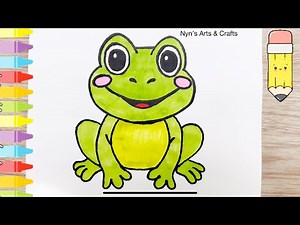 How to Draw and Color a Cute Frog | Easy Frog Drawing for Kids | Nyn’s Arts & Crafts |