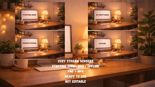 Animated Stream Screens | Twitch Starting Soon, BRB, Offline | PNG   MP4 | Ready to Use