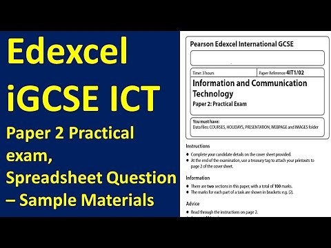 Edexcel iGCSE ICT Paper 2, Spreadsheet Question - SAM