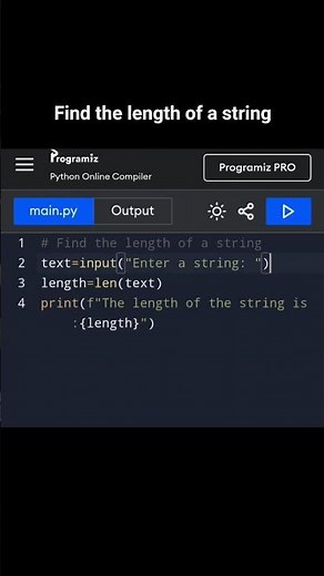 Find the length of a string program-python #coding #python