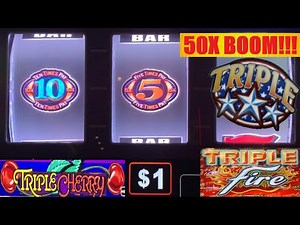 NICE! $10 Triple Cherry + Triple Stars + 2x 10x 5x Bonus Times pay DELUXE + Triple Fire slots!