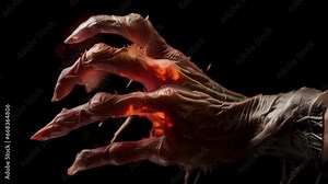 Closeup of a hybrids hand, with one humanlike finger and one with sharp, alien claws, representing the physical manifestation of their inner turmoil. Stock Video