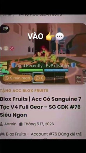 Tặng acc blox fruits miễn phí 2026 #bloxfruits #roblox