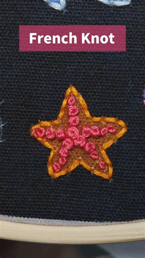 Simple Starfish Embroidery for Beginners🐚 #handmade #embroidery