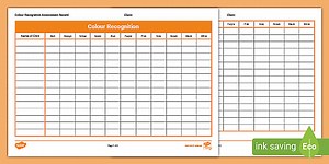 EYLF Colour Recognition Assessment Tracker