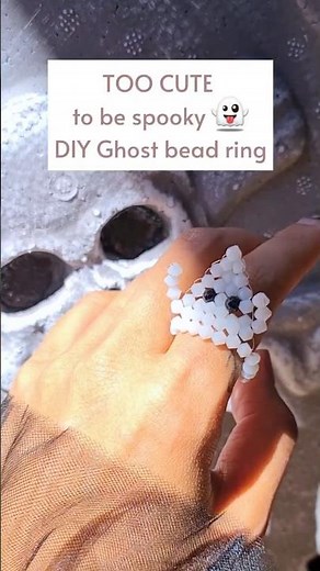 👻 Cute ghost ring handmade with beads and wire for Halloween Spooky jewellery making at home bead