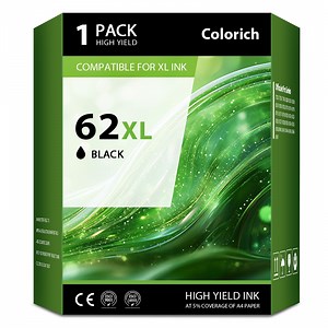 62XL Ink Cartridges Compatible for HP 62 62XL for Envy 5540 5640 5660 7644 5740 5741 8000 OfficeJet 200 250 (1 Pack Black)