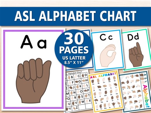 ASL Alphabet Chart Printable, Sign Language Poster, ASL Alphabet Worksheets, Classroom Decor, Kids Learning Chart, Homeschool Printable PDF - Etsy