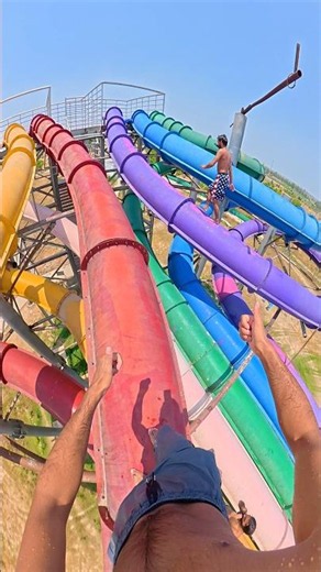 We turned a giant waterslide into a rooftop racetrack! 🤯🚫