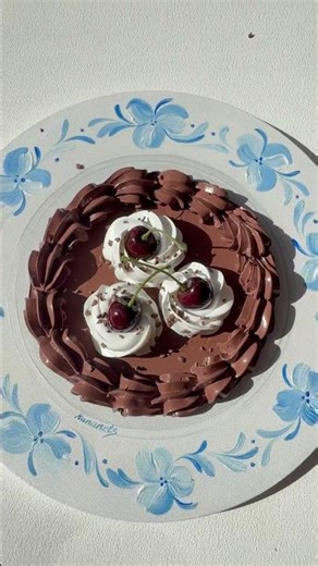 Dark chocolate 🍫 cherry 🍒 cake 🎂 #asmr #dessert #yummyvideo