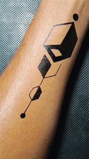 Geometric Forearm Tattoo | Stylized Cube and Hexagonal Design............#tattoo #art #drawing #diy