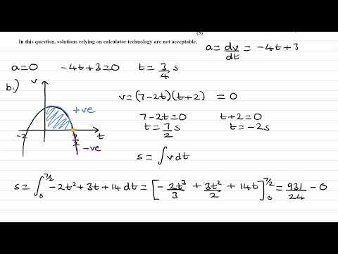 Variable Acceleration Exam Questions - A Level Maths - Edexcel Mechanics Year 1 - Q8 (level 2)