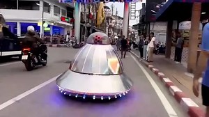 Homemade UFO car invades the streets of Thailand