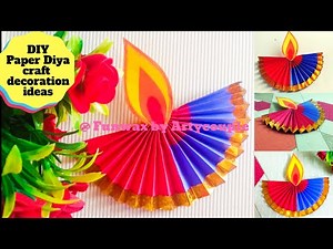 DIY Paper Diya for Diwali decoration | Paper craft decoration ideas for Diwali | Make paper lamp