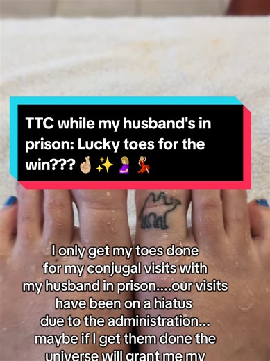 I'm a prison wife and my last conjugal visit was in December with my husband! our January visit got canceled for a good reason... This is taking an unusual amount of time to get the files to continue our conjugal visits. Let's see if new toes will bring some good luck! #newnails #newnailscheck #pedi #goodluck #camel #toes #freshlook #luck #manifestation #manifest #tattoo #pleasepleaseplease #conjugal #conjugalvisit #salon #prisonwife #prisonwifelife #jailwife #ttc #ttccommunity #ttcjourney #myjo