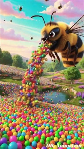 Giant Honey Bee Ball Flood 🐝🌈 Thousands of Colorful Plastic Balls Take Over Nature | #shorts