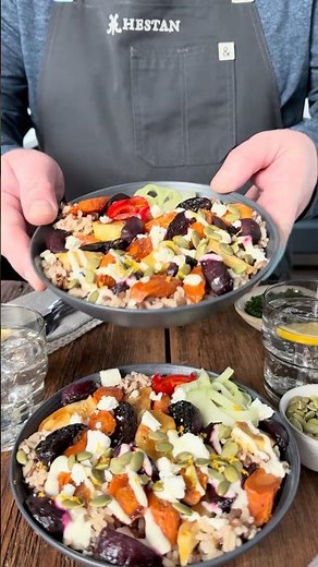 Winter Root Vegetable Bowls with Lemon Yogurt Dressing