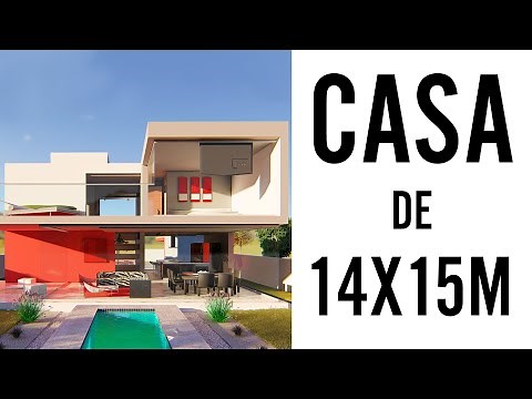 PLANO de CASA de 14x15 METROS 🏡 (con 2 dormitorios )