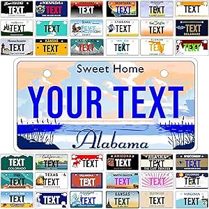 Custom Mini License Plate,Personalized Alabama Bike License Plate - Select from All 50 States,3 Sizes - Customized Customizable State Car Tag Plates for Kids Bike, Bicycle,Toy Car,4x2 Inch