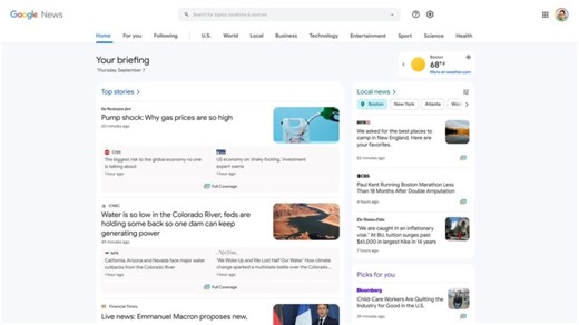 Google News gets a clean new look for desktop browsers