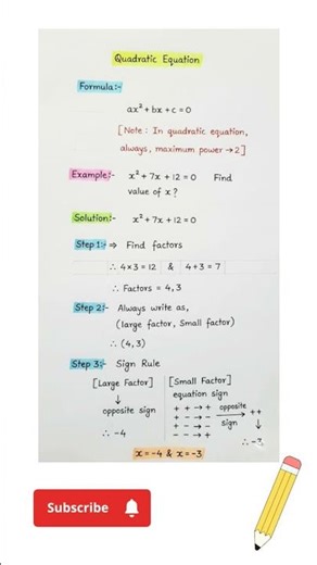 7.Quadratic equation | formula | Problem with step by step Solution #shortsfeed #shorts