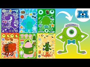 Disney MONSTERS UNIVERSITY Movie Make a Face Stickers with Sully, Mike Wazowski, Squishy