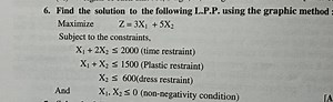6. Find the solution to the following L.P.P. using the graphic ... | Filo