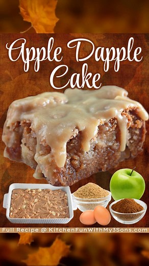 APPLE DAPPLE CAKE - with a Brown Sugar Glaze - HEAVENLY!🍏 Full Recipe in Comments | Kitchen Fun With My 3 Sons