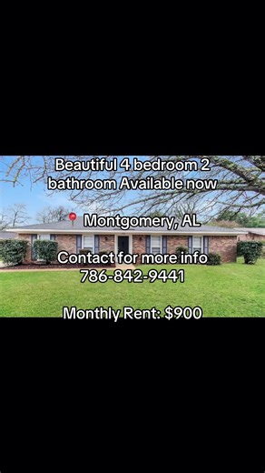 Spacious and inviting 4-bedroom, 2-bathroom home available for rent at 3928 Croydon Rd, Montgomery, AL 36109. This home offers a generous layout designed to accommodate comfortable living for families, roommates, or anyone needing extra space. The property features a bright living area with plenty of natural light, four well-sized bedrooms, and two full bathrooms for added convenience. The kitchen provides ample cabinet and counter space, making daily meal preparation easy and efficient. The ove