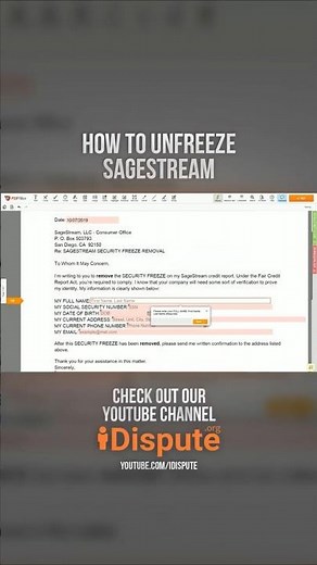 SageStream - Lift Freeze (Step-by-Step) How to Unlock My Credit Report: I Dispute