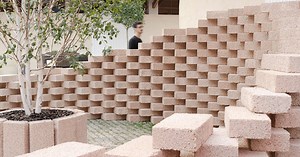 hemp brick installation by park associati explores bio-based materials in architecture