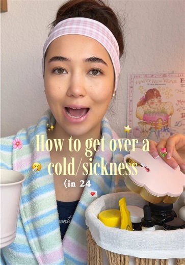 the queen of getting over a sickness in 24hr!! 🙂‍↔️🌸💧 how to get over a cold/early flu, thank me later xoxo my supps: @Beekeeper's Naturals vitamin c @Garden of Life zinc @AG1 vitamin d @Promix Nutrition b12 @healthyorigins CoQ10 @Yogi Tea ginger tea @Traditional Medicinals throat coat @DrinkSALTT electrolytes @Zimms Organics olive oil shots @Designs for Health twice daily @Nordic Naturals fish oil @BoomBoom nasal stick @Migrastil Official migrane stick #howtogetoveracold #supplementroutine #