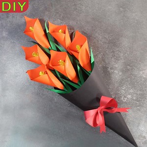 How to make Beautiful Paper Flower Bouquet at Home. Artificial Calla Lily Flower Making very Easily at Home for Decoration. #diy#flowermaking#paperflowers#paperflowerdecor#flowerbouquet #flowerbouquetet #papercraft #papercrafting | SD Art Craft & Ideas
