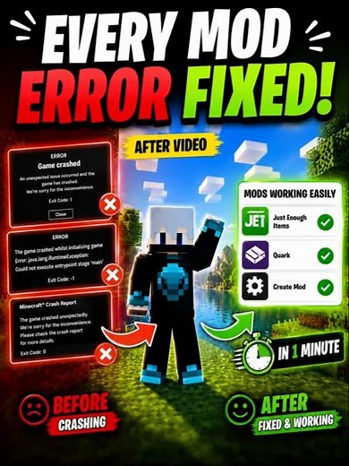 minecraft every mod error fixed easily #minecraft #tutorial