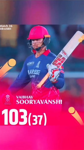 Rajasthan Royals Hyderabad. Vaibhav Sooryavanshi 101 off 38 balls, including 11 sixes and 7 fours