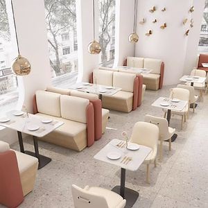 [Hot Item] Modern Commercial Dining Table and Chairs Leather Cafe Restaurant Furniture Booth