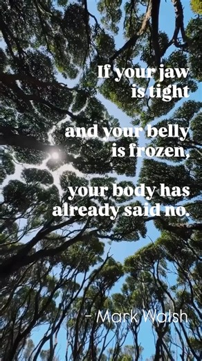 Mark Walsh - Coach Trainer on Instagram: "If your jaw is tight and your belly’s frozen, your body’s already said no. Most people try to think their way into boundaries. The body gets there first ‍♂️ Pay attention. It rarely lies. We go deeper in CEC - check the link in bio  #embodiment #embodimentcoach #embodimentpractice #markwalsh #embodied #embodiedhealing #somatichealing #quoteoftheday #quotestagram"
